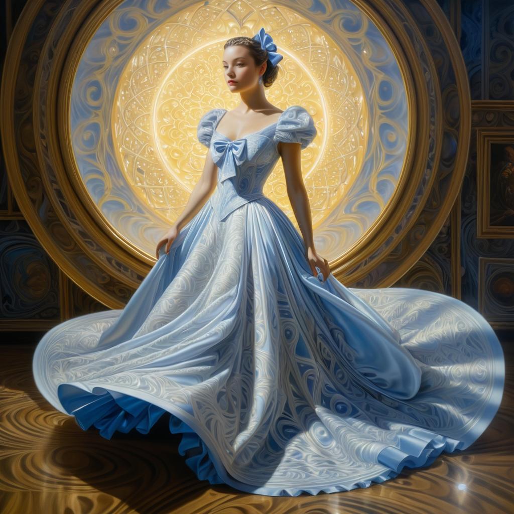 Ethereal Woman in Flowing Gown Painting