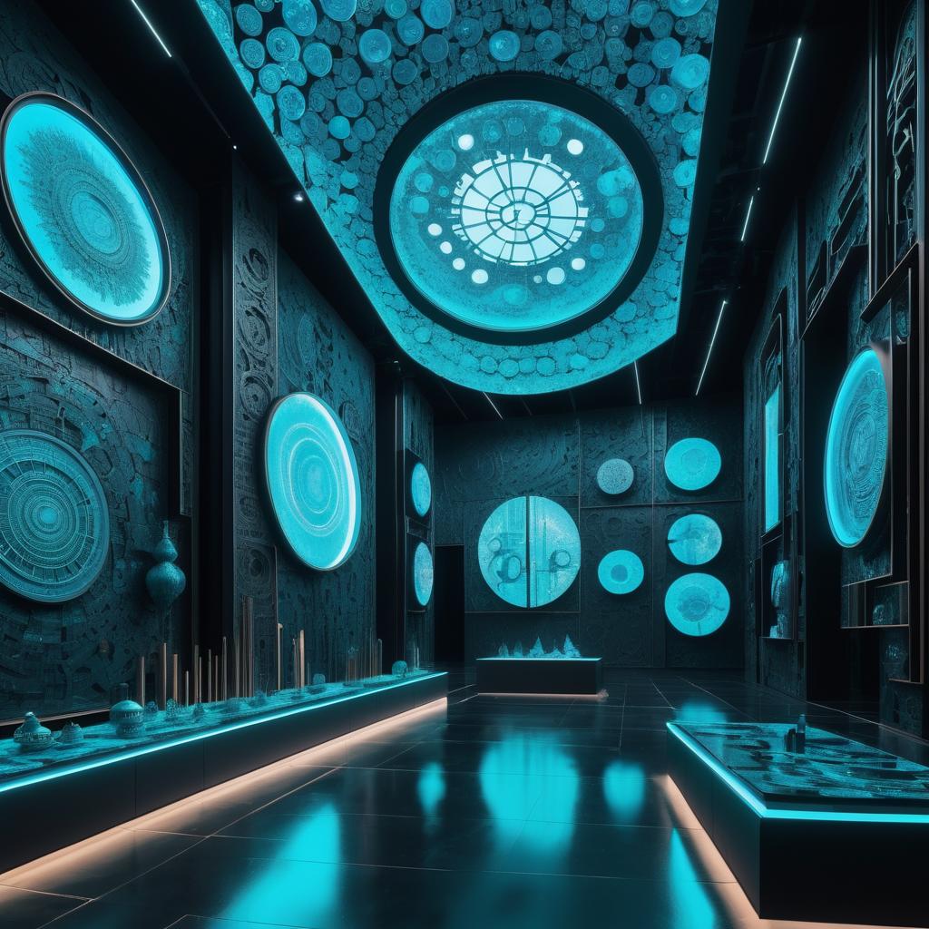 Cyberpunk Dystopia Art Gallery Interior