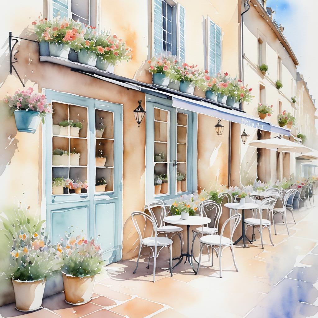 Charming French Café in Watercolor