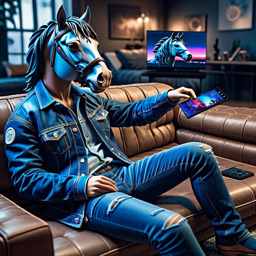 Cinematic VR Art: Anthropomorphic Horse Relaxing