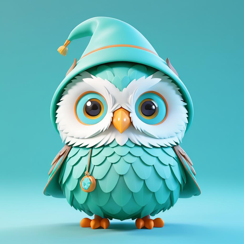 Charming 3D Cartoon Owl in Wizard Costume