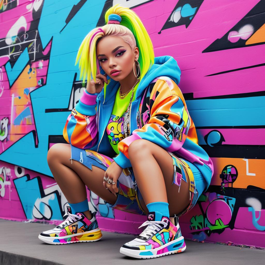 Vibrant Graffiti Art of a Confident Female