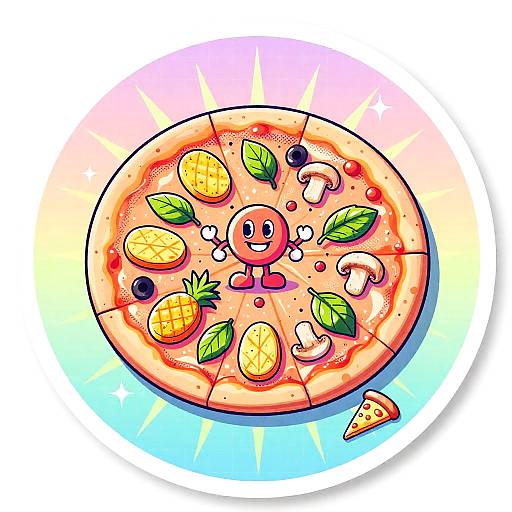 Vaporwave Neon Pizza Die-Cut Sticker