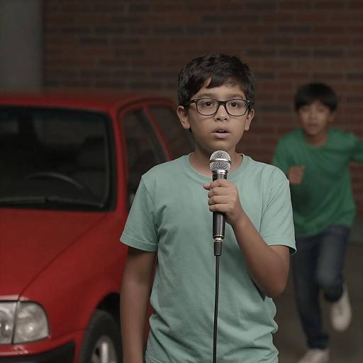 Surprised Boy Singing in Red Car