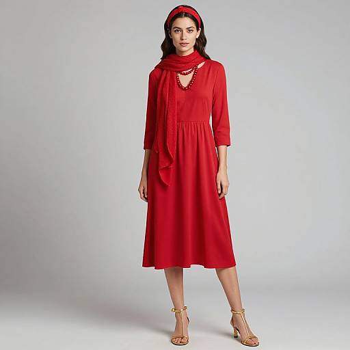 Elegant Woman in Red Outfit