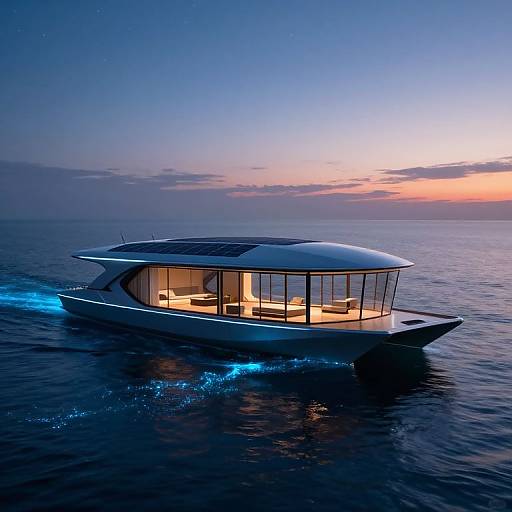Futuristic Houseboat at Dusk
