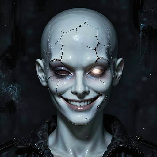 Surreal Portrait with Cracked Porcelain Skin