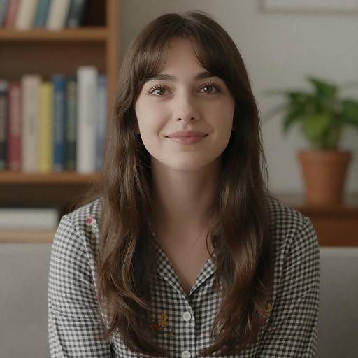 Smiling Woman in Floral Shirt Portrait