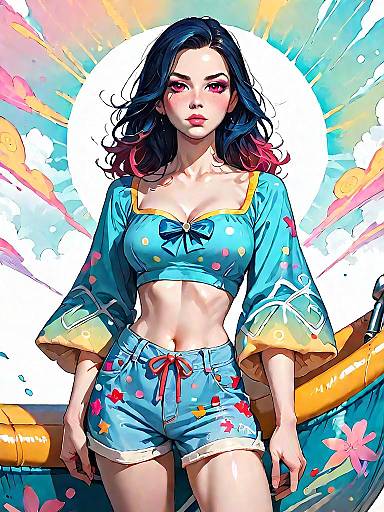 Realistic Comic Style Woman in Casual Wear