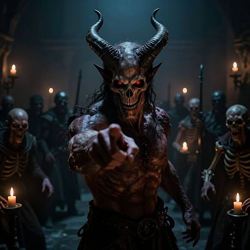 Menacing Demon Lord in Gothic Dungeon