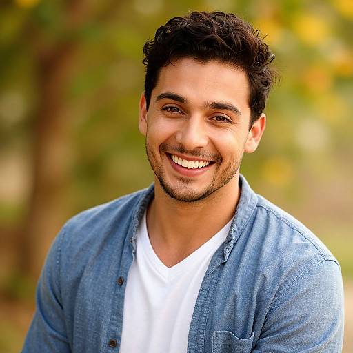 Joyful Man in Vibrant Outdoor Setting