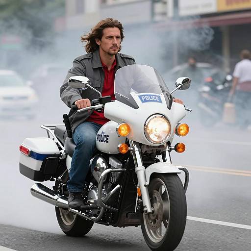 Dynamic Police Motorcycle Rider in Action