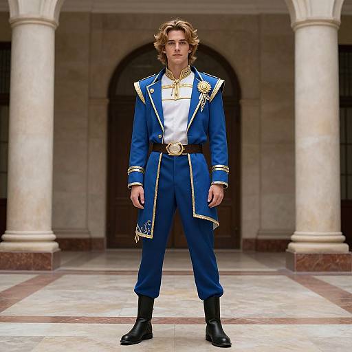 Gawain in Blue and Gold Costume