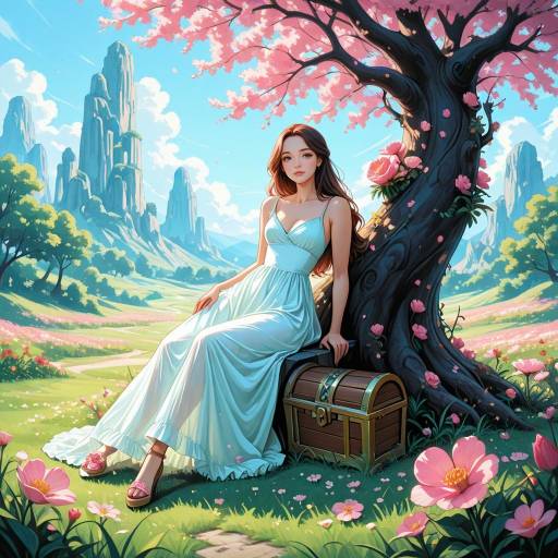 Dreamy Girl in Lush Outdoor Setting
