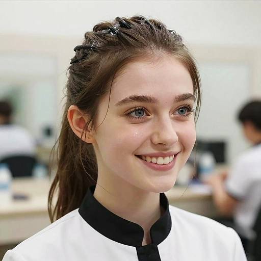 Smiling Young Woman in Uniform