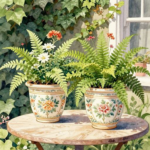 Vintage Floral Ceramic Planters