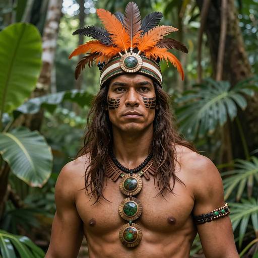 Amazonian Warrior in Lush Jungle Setting