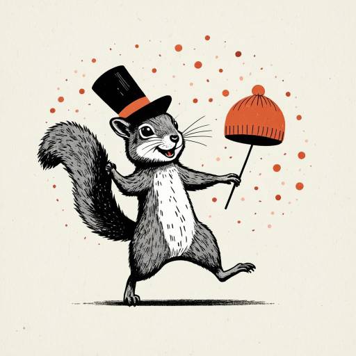 Dancing Squirrel with Hat in Gemma Correll Style
