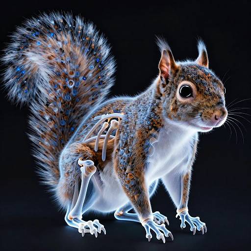 Neon X-ray Squirrel Anatomy Art