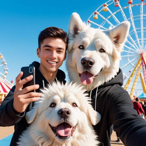 Selfie at Carnival with Fluffy Dog
