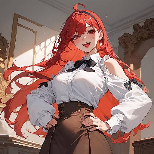 Eris Greyrat Smiling in Fantasy Interior