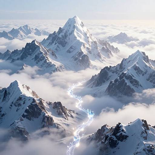 Ethereal Crystal-Lit Mountain Landscape