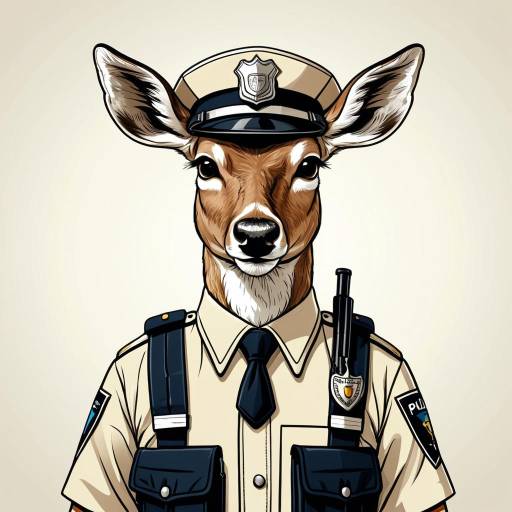 Cartoon Deer in Police Uniform