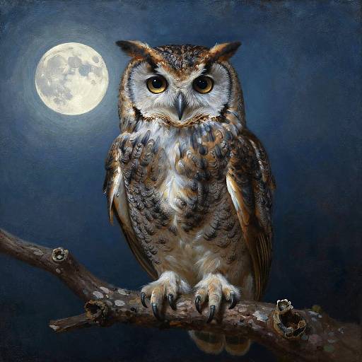 Mystical Owl Oil Painting Realism