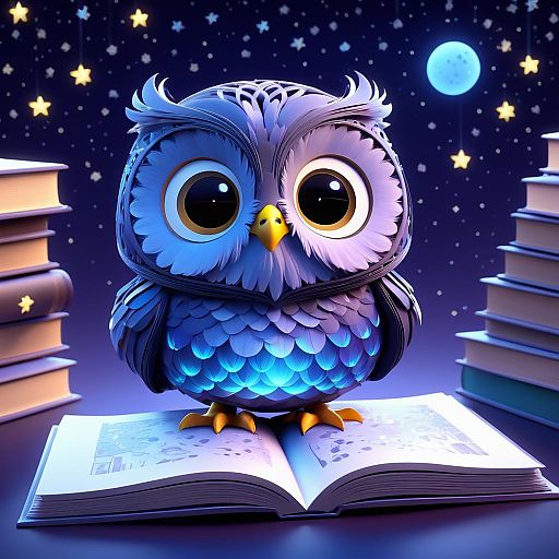 Charming Owl Under a Starry Sky Charming Owl Under a Starry Sky