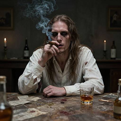 Gothic Horror Man Smoking Cigar