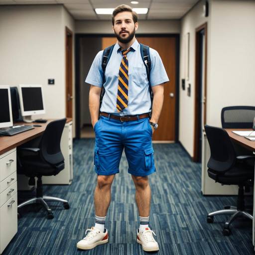 Man Wearing Office Costume with Shorts and Tie
