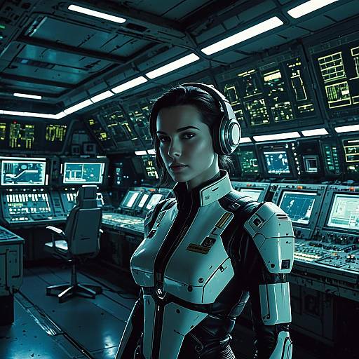 Rogue AI Android in Cyberpunk Space Station
