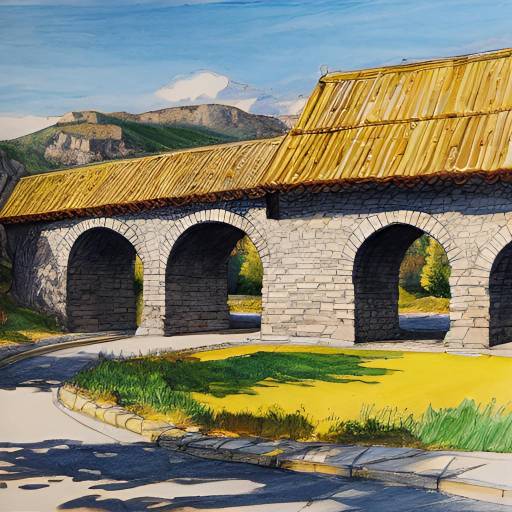 Expressive Stone Bridges Sketch in Schiele Style