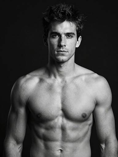 Black and White Athletic Male Portrait