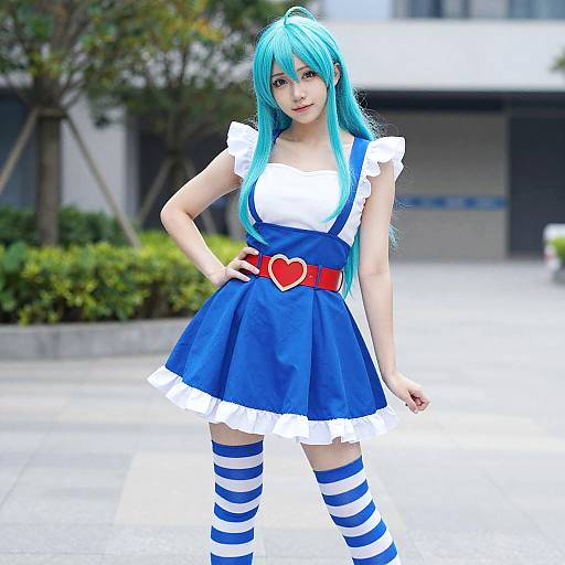 Woman in Lucy Heartfilia Inspired Cosplay Outfit