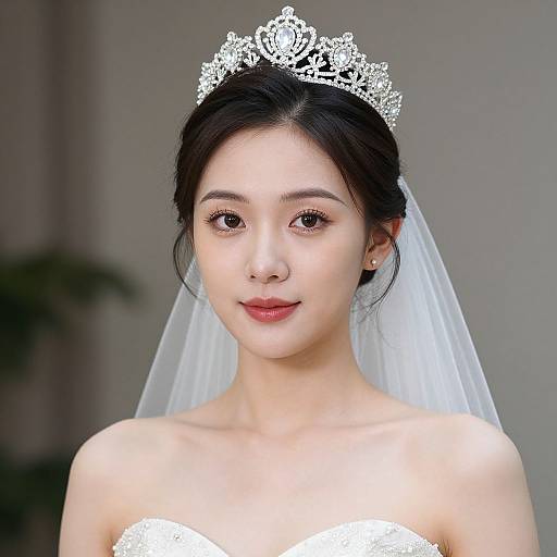 Elegant Bride with Tiara Close-Up