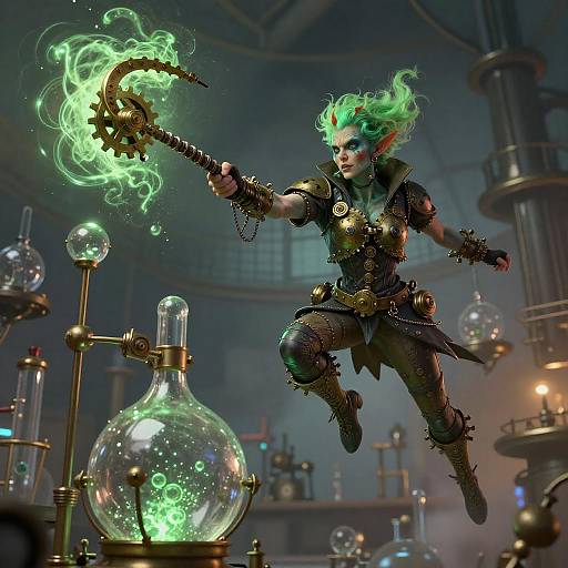 Steampunk Mage with Brass Grappling Hook