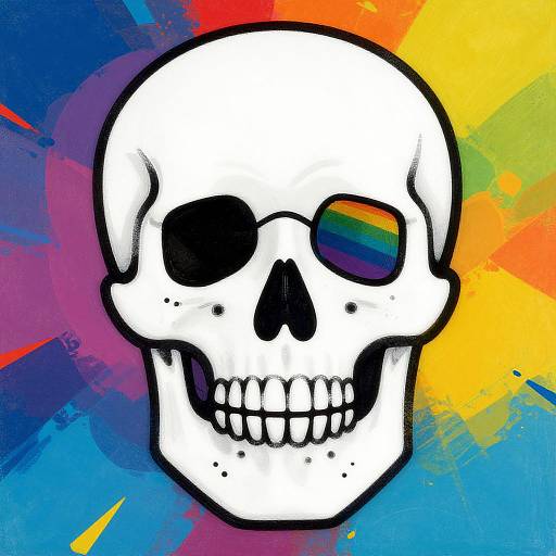 Pop Art Bearded Skull Abstract
