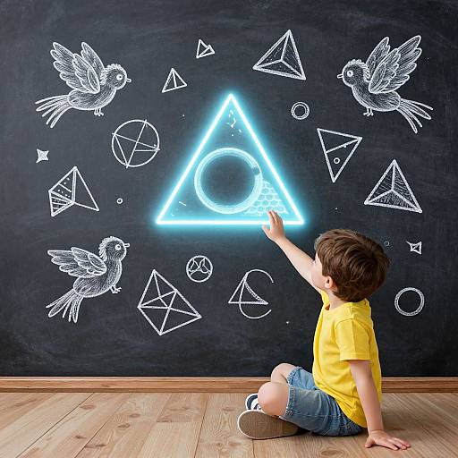 Whimsical Child and Glowing Geometry