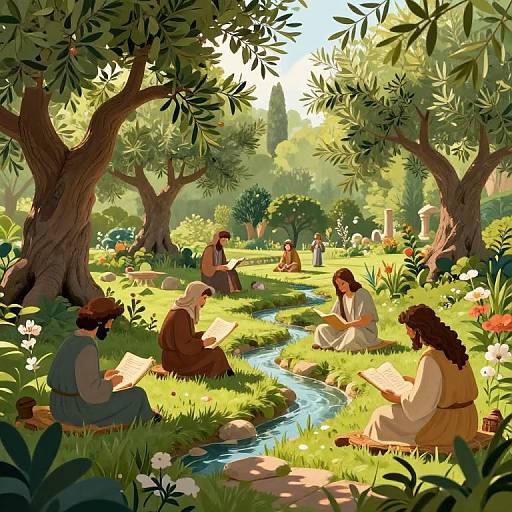 Serene Biblical Garden Illustration