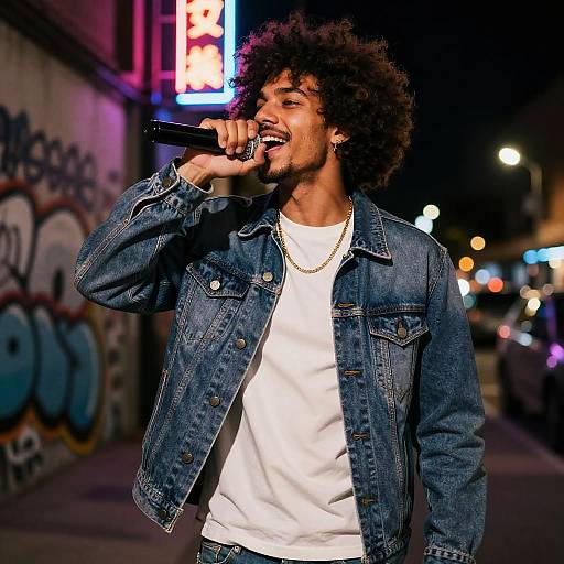 Afro Singer Neon Urban Vibes