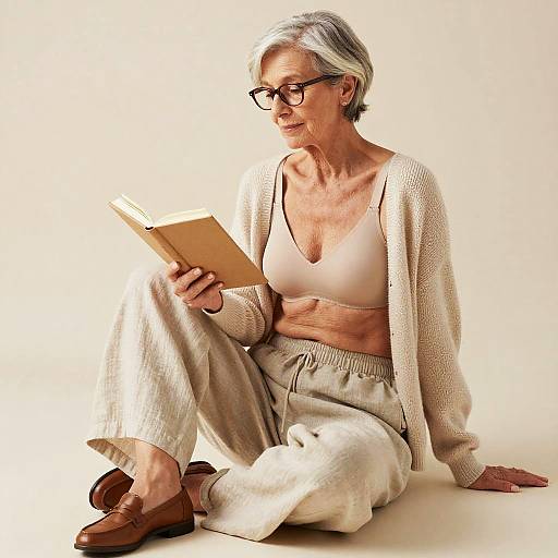 Calm Elderly Woman in Comfortable Attire