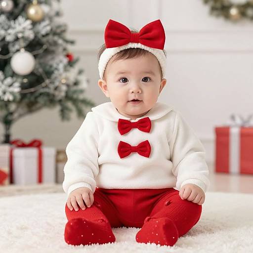 Adorable Baby in Christmas Outfit