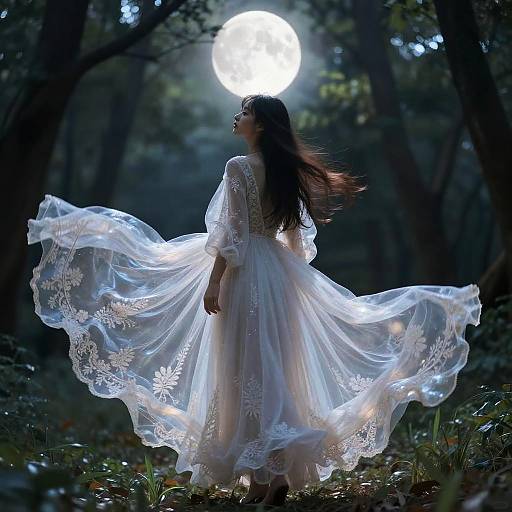 Ethereal Translucent Dress Under Moonlight