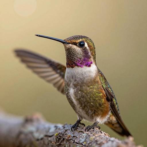 Tranquil Golden Hummingbird Close-Up Portrait