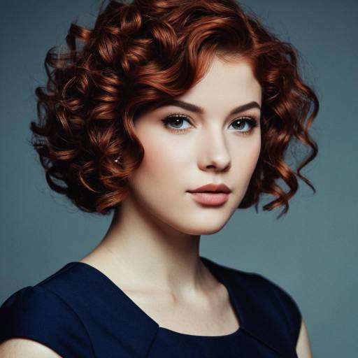 Portrait of Woman with Curly Auburn Hair