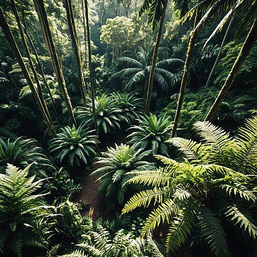 Tropical Rainforest Canopy with Ferns