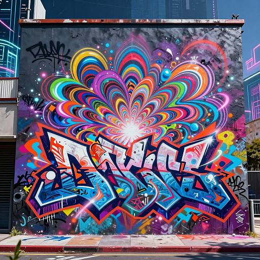 Futuristic AI Graffiti Street Mural