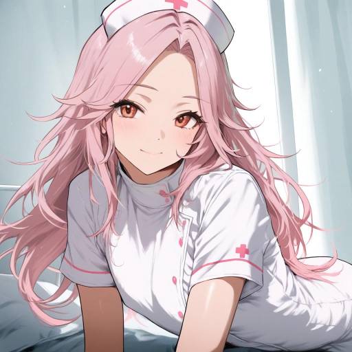 Charming Nurse Boy with Pink Hair