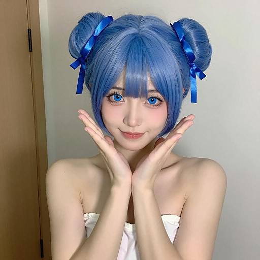 Young Woman with Vibrant Blue Hair